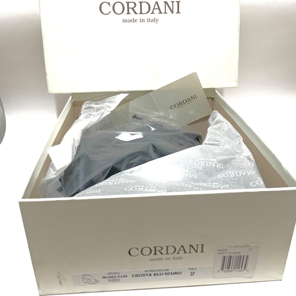 CORDANI REED PLATFORM WEDGE SANDAL BOOTIES Navy Blue SUEDE Heeled SLINGBACK 37 - Picture 2 of 6